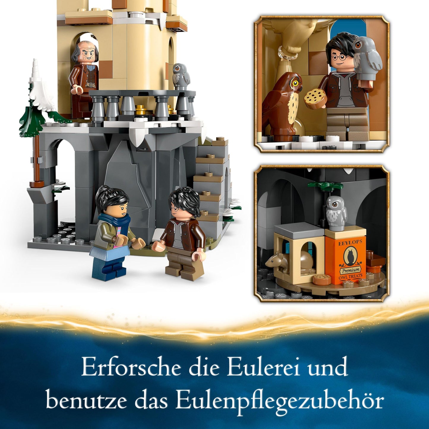LEGO Harry Potter Owlery at Hogwarts Castle, adventure set with toy animals and 3 mini-figures, movie-themed toy for kids, gift for girls, boys, and all fans aged 8+ 76430
