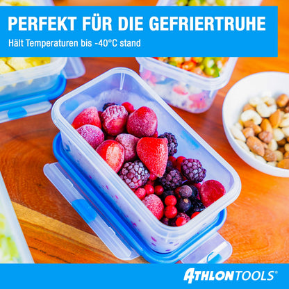 ATHLON TOOLS 4x 3L Fresh-keeping container set in gastro-quality - 100% airtight and leak-proof -40 to +100 degrees - for all foods - BPA-free - storage containers for refrigerator (3 L | 4 pcs)