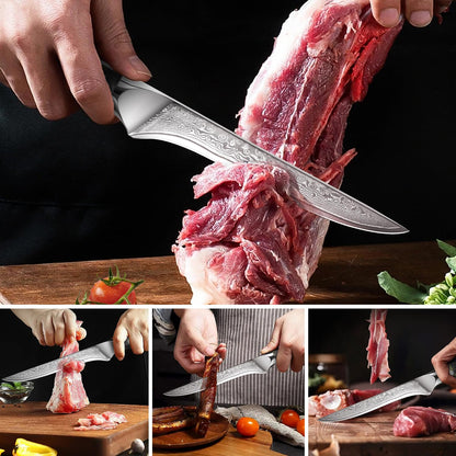 Home Safety Damascus Boning Knife - Damascus Fillet Knife I Extra Sharp 5.7" Blade Made of 67 Layers VG-10 Damascus Steel I Hand-Forged Fish Knife, Gift Box