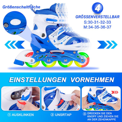 JIFAR Inline Skates for Kids, Adjustable Light-Up Inline Skates for Women and Men 30-33 34-37, Inline Skates for Girls Boys Roller Skates Children Size Adjustable