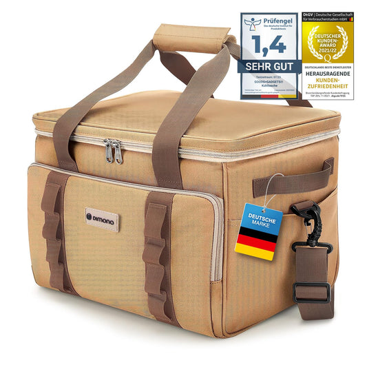Large 25 liter insulated cooler bag XL ice bag picnic bag for camping travelling vacation (25 liters, brown)