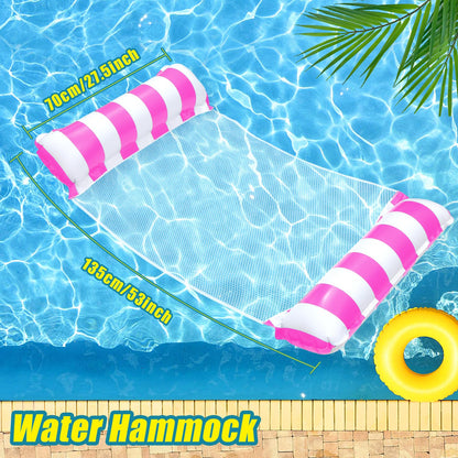 Arbolisse inflatable pool accessories set includes 2 XL water hammocks. This 4-in-1 inflatable water hammock is perfect for adults to enjoy in the pool. Fun water toy for adults!