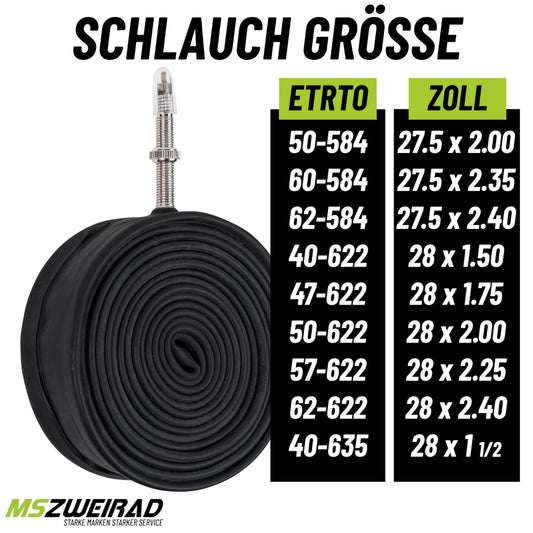 2X Schwalbe SV 19 bike tube 27.5 28 29 inch SV 40mm (40/62-584/635) + 3 MSZweirad tire levers