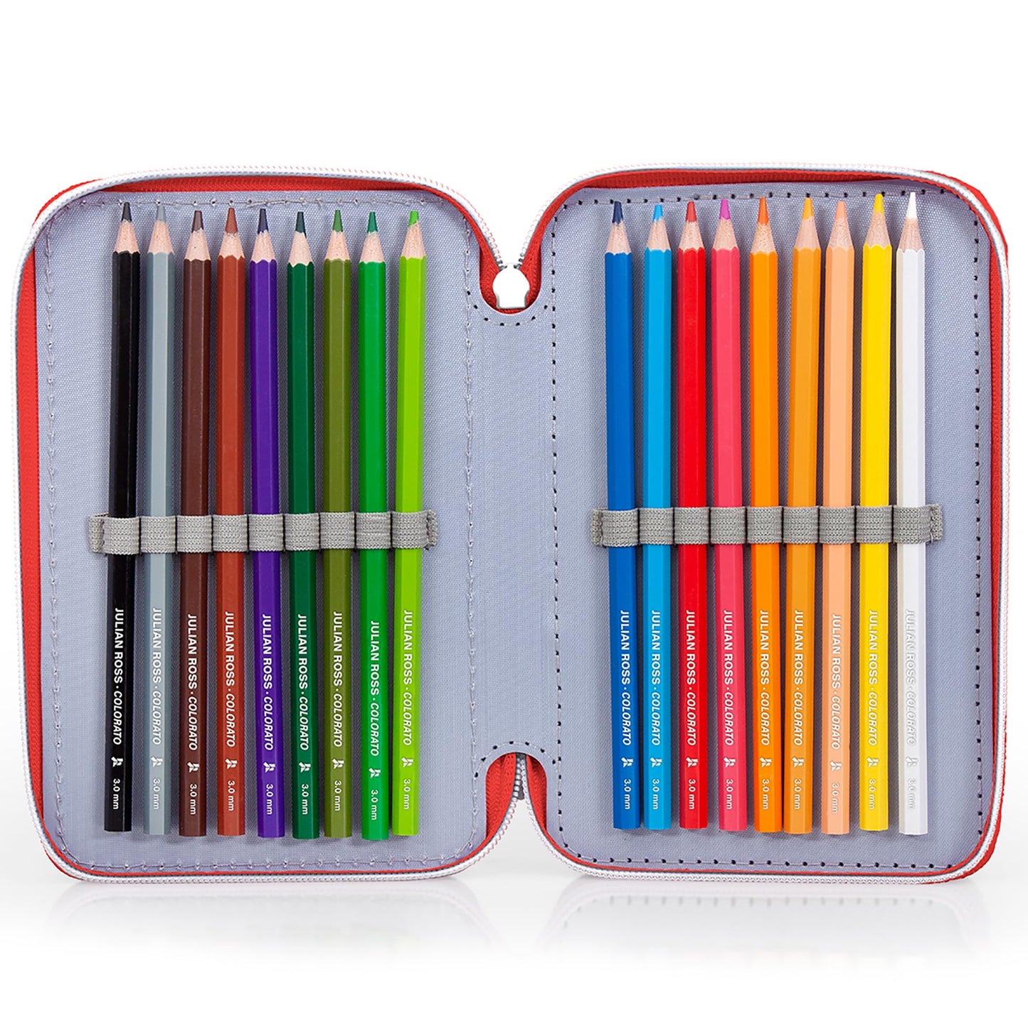 Clondo Boys 3-compartment pencil case for Spiderman fans - 45-piece, fully stocked - with scissors, glue, colored pencils 3.0 - Red - ideal for school & as a gift