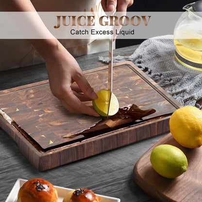 COCOBOSS Cutting Board Wood Large 42x30x2.5cm, Wooden Cutting Board, Kitchen Board, made of Acacia Wood PREMIUM for Kitchen, Kitchen Wood Board, Non-slip Feet XXL