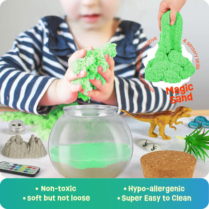 Dinosaur terrarium set, birthday gift for boys ages 4-12, dinosaur toy night light craft kit, Christmas and Easter gift for kids.