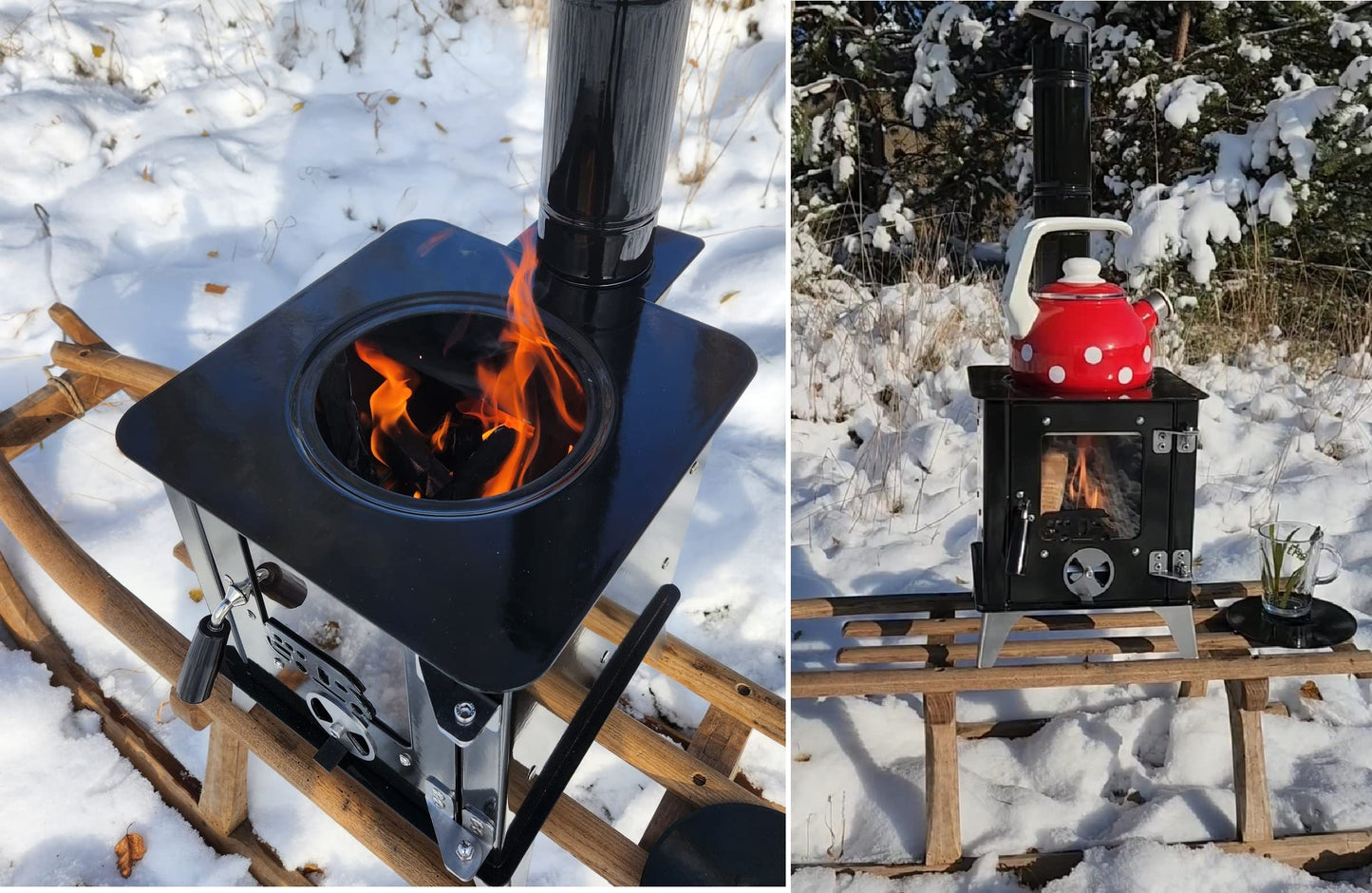 ECOfoxx Outdoor Stove TINY with hotplate, tent stove, patio stove, camping stove, outdoor fireplace, garden stove