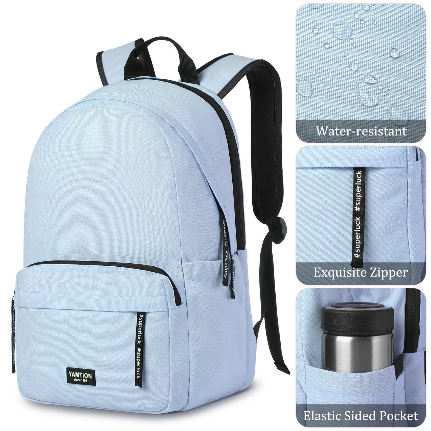 YAMTION School Backpack for Girls Boys Teenagers, Backpack Women Daypack Men with 15.6 Inch Laptop Compartment, Backpack College Backpack School Backpack University for Students
