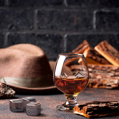 Whiskey Stones Set - 8 Reusable Stainless Steel Ice Cubes, Tongs + Fabric Bag, Whiskey Ice Cubes Metal Cooling Stones Bar Accessories Cocktail Rocks Gin Stones Decorative Accessories Gift Whiskey Stones