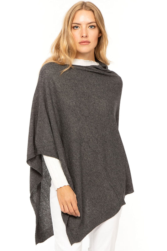 Marine cashmere poncho made from a blend of cashmere for women, delicate and soft, made from cashmere (basalt).