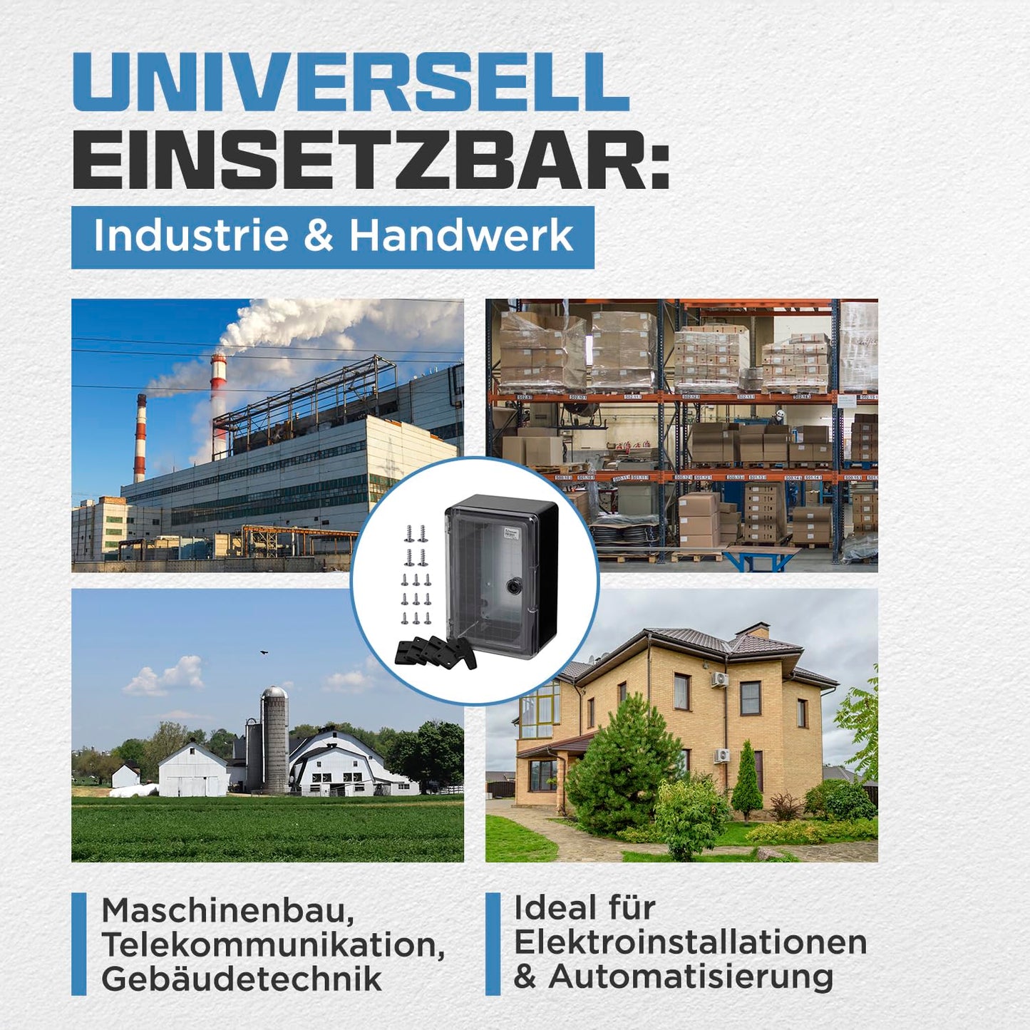 BOXEXPERT® Outdoor distribution box waterproof [ABS plastic IP65 enclosure with viewing window] black (Fleet series) 500x400x180mm | Outdoor control cabinet | Wall-mounted cabinet | Industrial enclosure | Empty enclosure