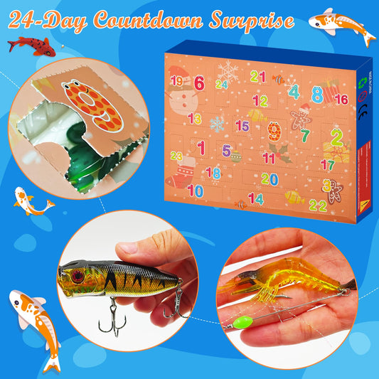 Angel Advent Calendar 2024 Men, Christmas 24 Days Angel Calendar Fishing Bait for Adults Teenage Boys Kids, Christmas Calendar Fisherman's Fishing Lures Angler Gift Fishing Set