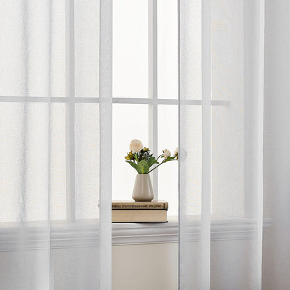 EMEMA 2-piece set Sheer Voile Curtain with Grommets. Transparent curtain made of Voile Polyester, perfect for the living room. Airy decorative curtain for the bedroom, 140 X 200 cm (W x H) in gray.