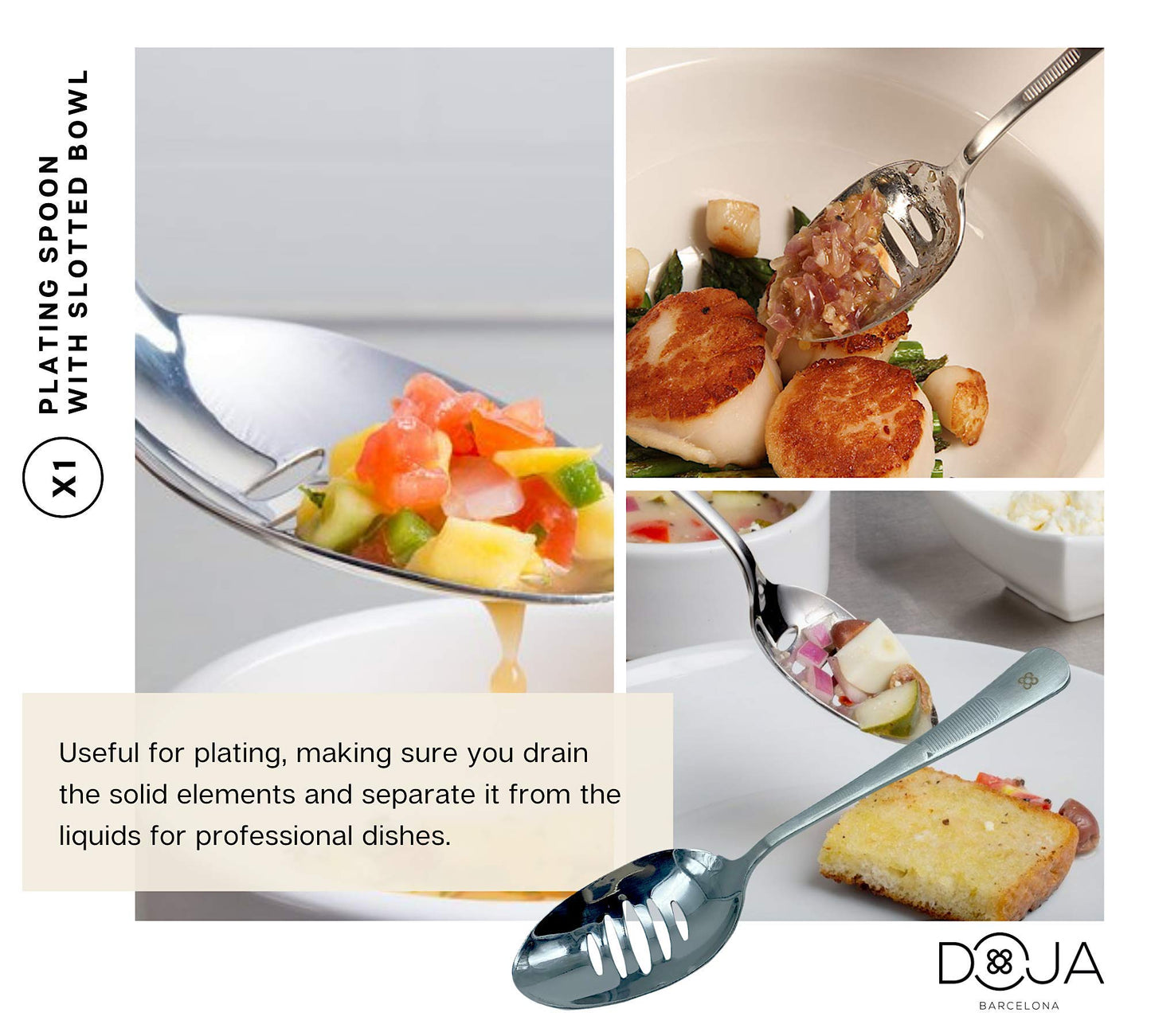 DOJA Barcelona | Kitchen Chef Cooking Utensils | Color: Copper | 7 Stainless Steel Plating Kit | Kitchen Tool Cooking Set | Decorative Garnishing Gadgets | Tweezers, Slotted, Spoon, Spatula...