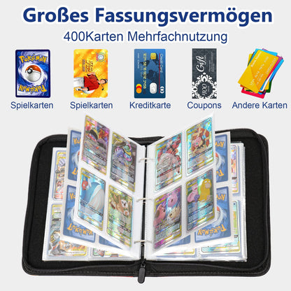 Pokemon card collector's album, 50 pages, 400 pockets, portable waterproof PU card holder. Perfect gift for kids.