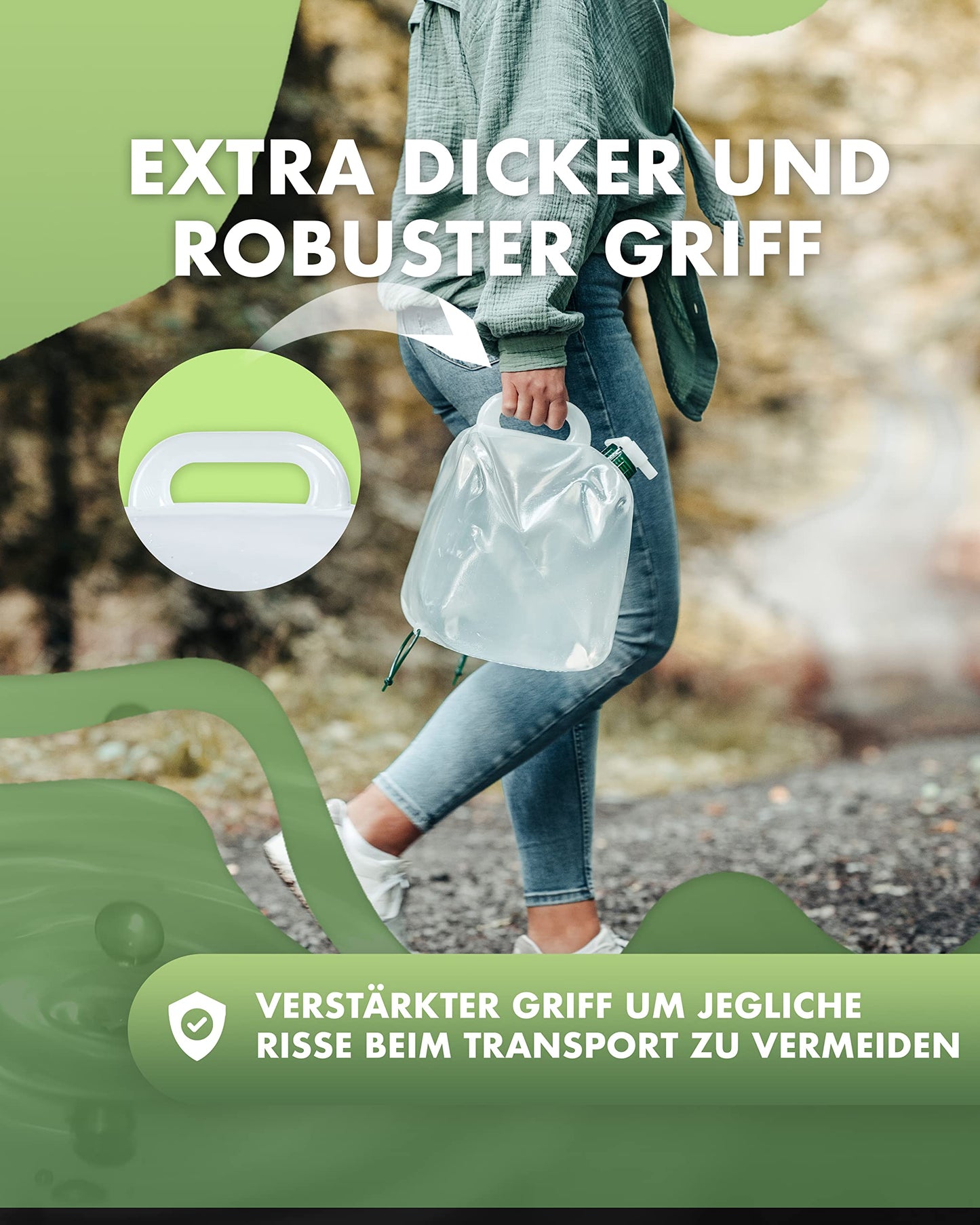NATURE WANDERER Foldable water canister [4-pack 10L] leak-proof & durable – BPA-free collapsible canister for camping, outdoor & emergency – water container with drinking spout & handle