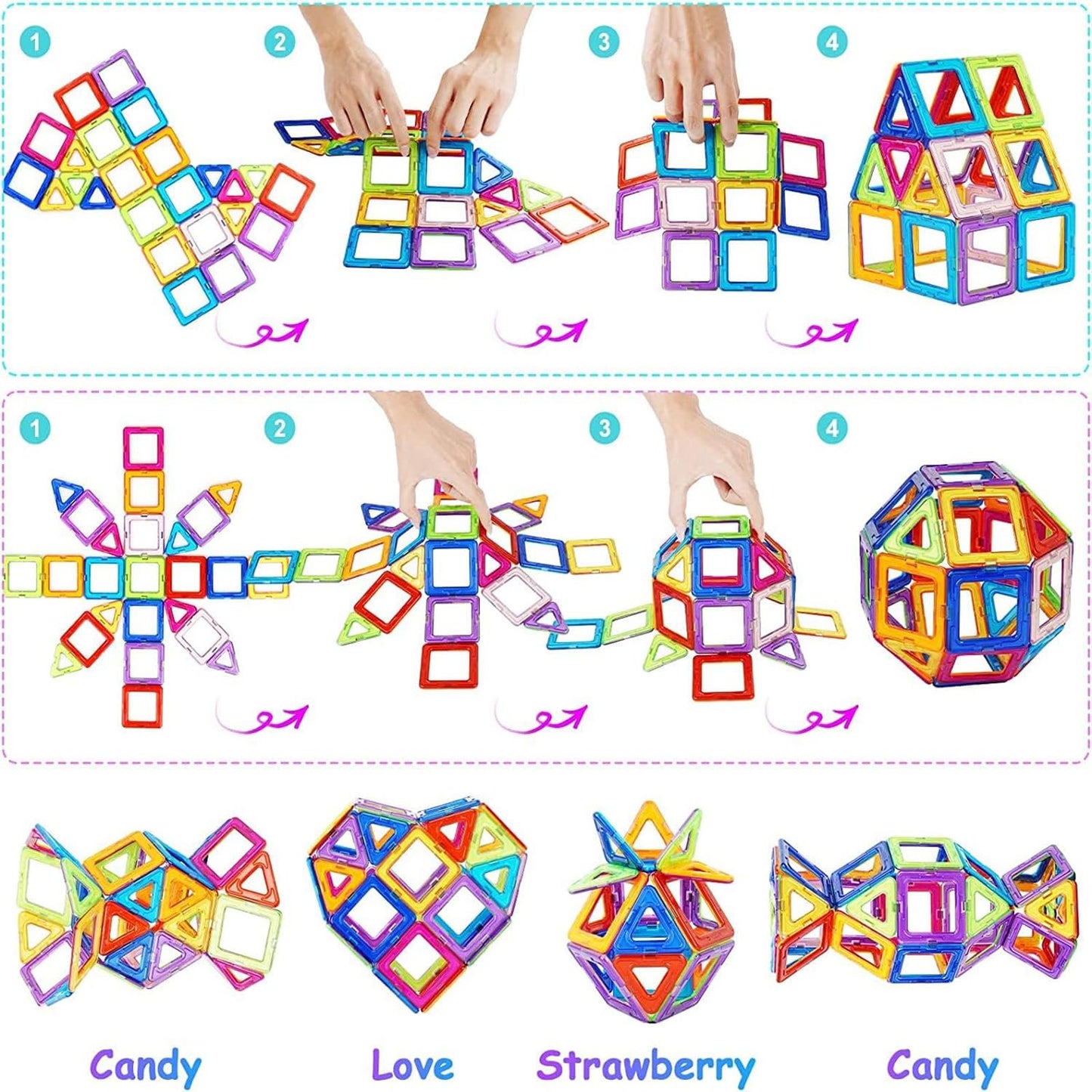 morkka Magnetic Building Blocks, Magnetic Toys Magnets Kids Magnetic Building Blocks Magnetic Toys Magnetic Games for Kids Gift from 3 4 5 6 7 8 Years Boy Girl Building Blocks Children's Toys (76 pcs)