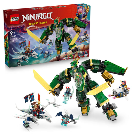 LEGO NINJAGO 2-in-1 Lloyd's Jet Mech - toy with 5 minifigures, dragons, equipment, and a flying motorcycle - gift for boys and fans of Rise of the Dragons aged 9 and up 71845