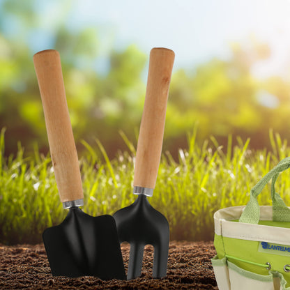 Lantelme garden tool set 7 pieces with storage bag | Garden tools incl. flower scissors shovel rake hand cultivator gloves | Ideal for gardeners flower pot care