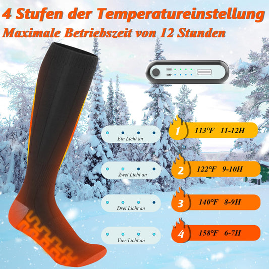 2024 Ferdiiz Heated Socks, 2 X 6000mAh/5V Battery Max. 12H Electric Foot Warmer Rechargeable Wool Heated Socks 2 Heating Wire Heated Socks with 4 Temperatures for Boys Girls.