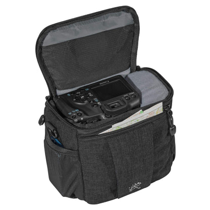 PEDEA DSLR camera bag "Fashion" with screen protector for Canon EOS 5D 5D Mark II 400D 2000D / Nikon D60 D80 D90 D3100 D3200 D3300 D3400 D5300 D7100 / Pentax K 30 K 50 K 500, size L in black.