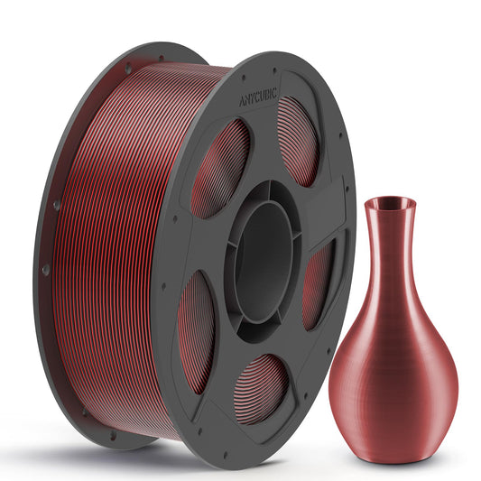 ANYCUBIC Silk PLA Filament, Dual Color Silk Filament 1.75mm, Controllable Gloss 3D Printer Filament, Silky Textures Gorgeous Color 1KG Silk Black Red