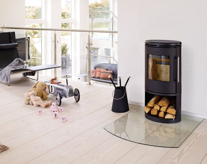 Morsø Ellipse Fireplace Tool Set - high-quality designer fireplace set, 4-piece set with shovel, brush, fire poker/blowpipe & bucket, black