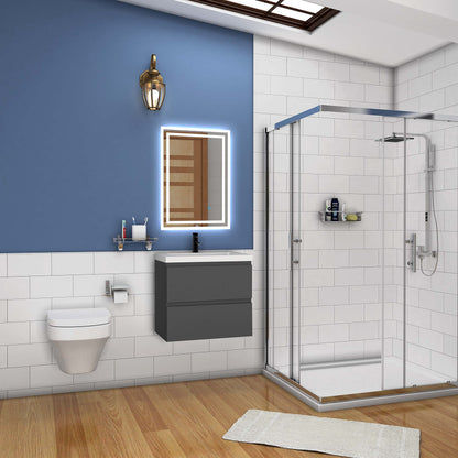 Vanity unit with cabinet 60 cm bathroom furniture set with washbasin mineral cast guest WC anthracite matt