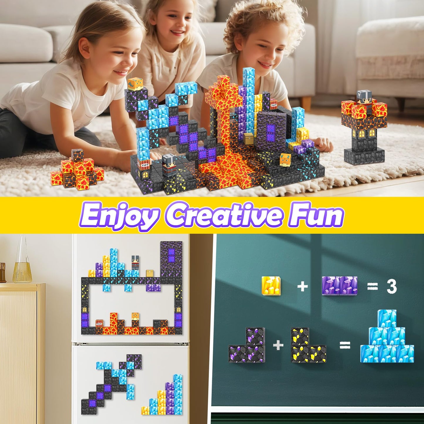 Magnetic Building Blocks - Build My Magnetic World Magic Sword Portal Set, Building Toy Magnetic Tiles for Kids 3+, Educational Toy Kids Games Gifts for Boys & Girls 3-5 5-7