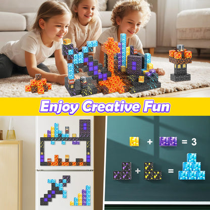 Magnetic Building Blocks - Build My Magnetic World Magic Sword Portal Set, Building Toy Magnetic Tiles for Kids 3+, Educational Toy Kids Games Gifts for Boys & Girls 3-5 5-7