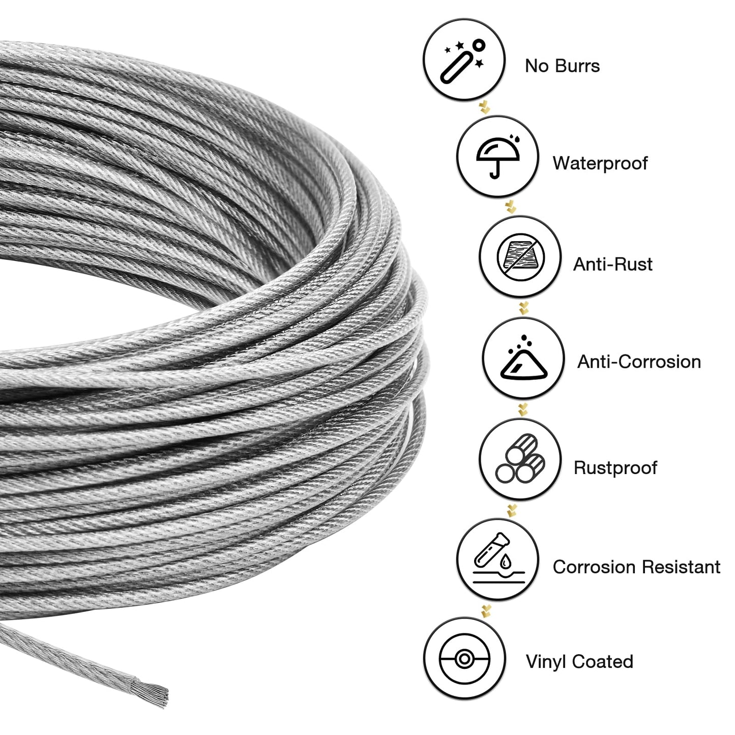 DIYLAND Wire Rope Trellis Set 35M/2mm Stainless Steel Wire Rope Set for Climbing Plants, Wire Rope Kit for Lamp Suspension, Curtain Wire, including Stainless Steel Wire Rope Clamp.