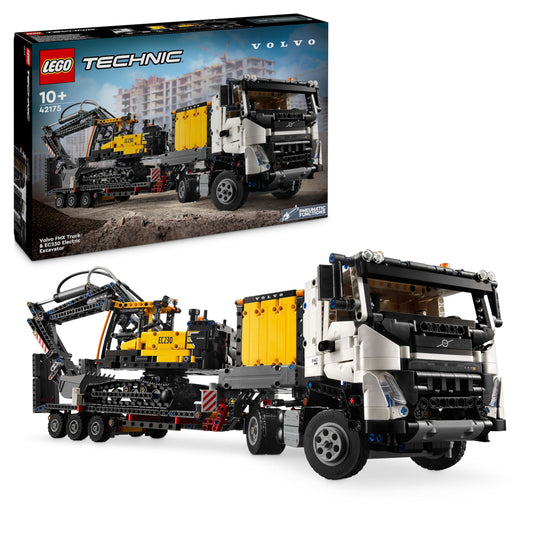 LEGO Technic Volvo FMX truck with EC230 Electric Crawler Excavator, kids toy, gift set for boys and girls aged 10+, construction vehicles toy, excavator toy set 42175