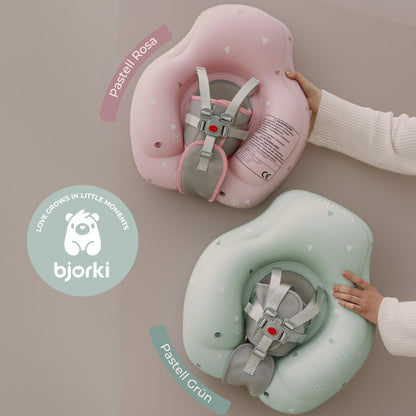 BJORKI® Baby Swim Ring - Stable & safe on the water - Adjustable swim ring from 6 months to 3 years - 40° swimming position for natural movements - Strong swim aid for babies