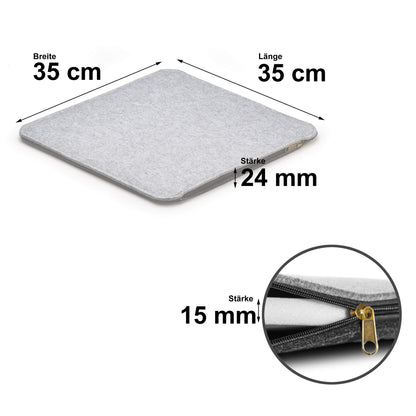 AMARE Home 6-piece set seat cushions felt reversible, 35 x 35 cm, dark gray / light gray.
