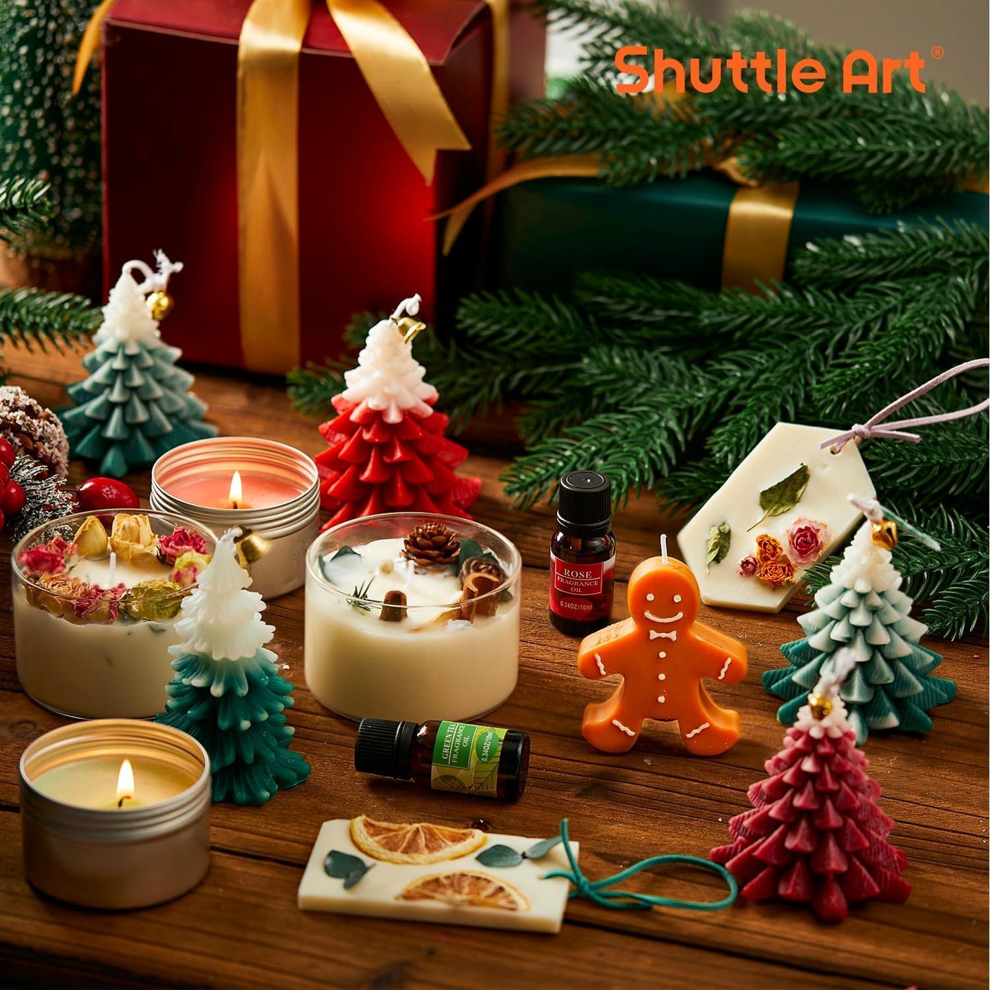 Shuttle Art DIY Candle Making Set with 3lbs Soy Wax, Melting Pot, Fragrance Oil, Wicks, Candle Tins, Dyes, Candle Wick Holder, Candle Making Kit, DIY Scented Candles.