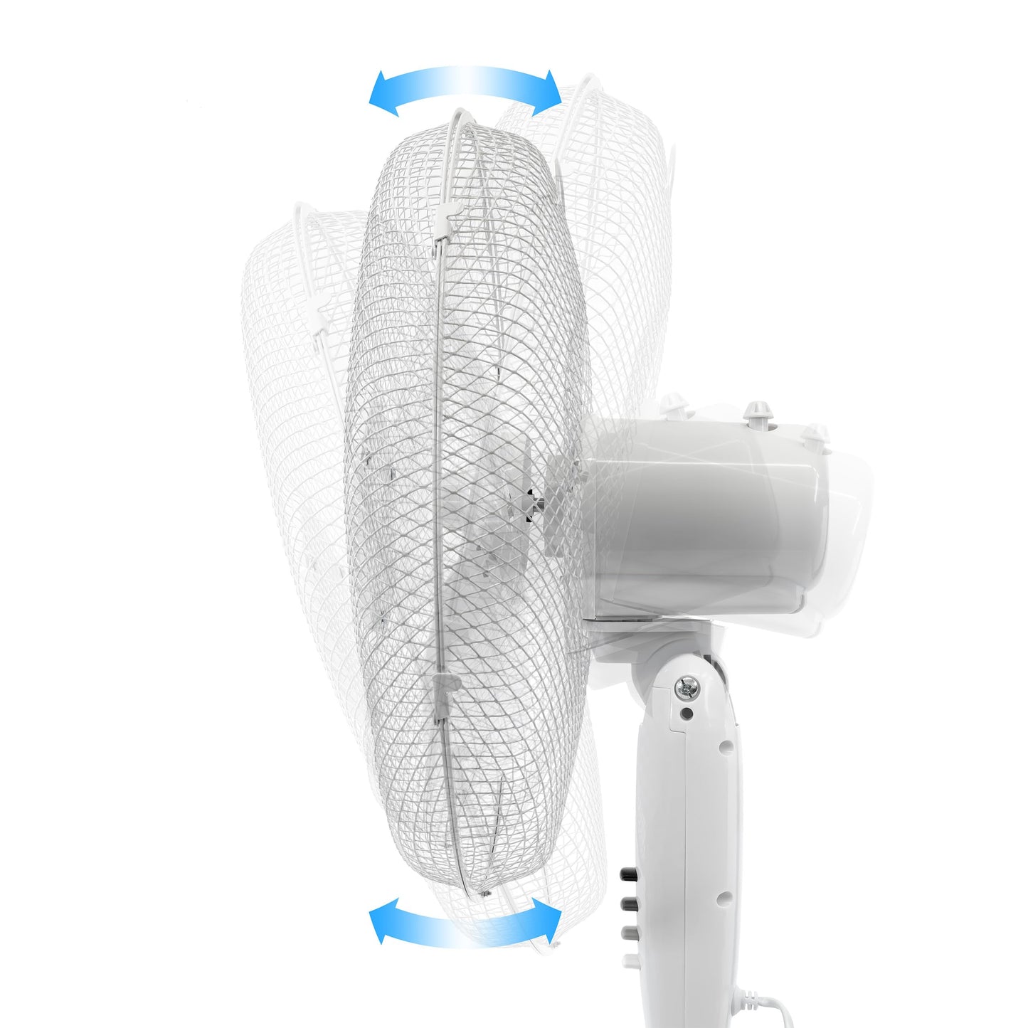 ito electronics ito Pedestal Fan 40 cm diameter white - oscillating + 3 adjustable speeds adjustable height / adjustable tilt angle, 40 x 14 x 125 cm