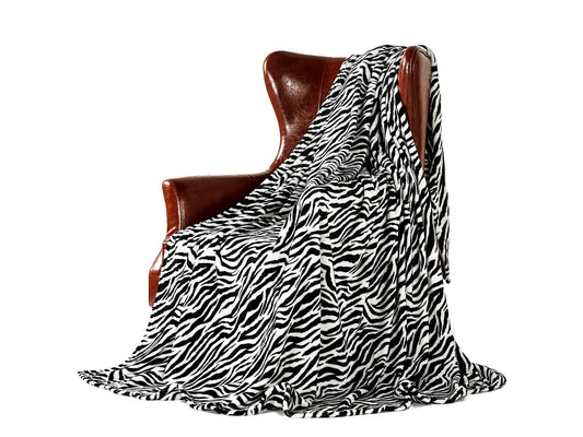 DREAMLANDING sofa blanket- 230 x 260 cm Zebra pattern-cuddly blanket Soft, colorful, oversized, decorative, ultra-plush, cool blanket for sleeping.
