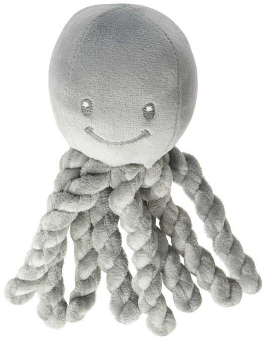 Nattou 877558 Octopus Plush Toy, For Newborns and Preemies, 23 cm, Lapidou, Grey