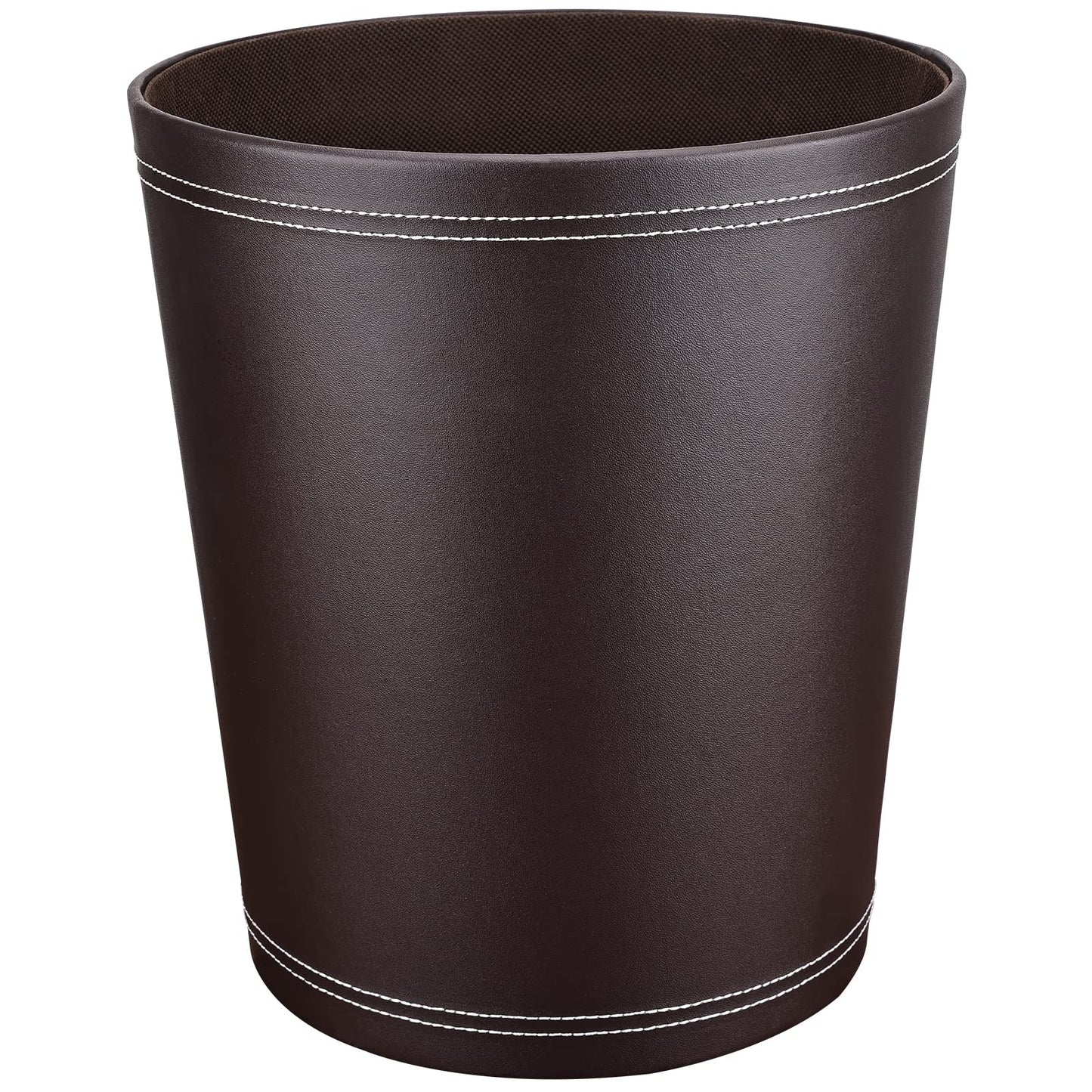 GORESE Trash can Office - Black leather trash can, modern design, waste bin for kitchen, bathroom, office (Brown)