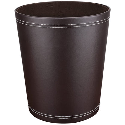 GORESE Trash can Office - Black leather trash can, modern design, waste bin for kitchen, bathroom, office (Brown)