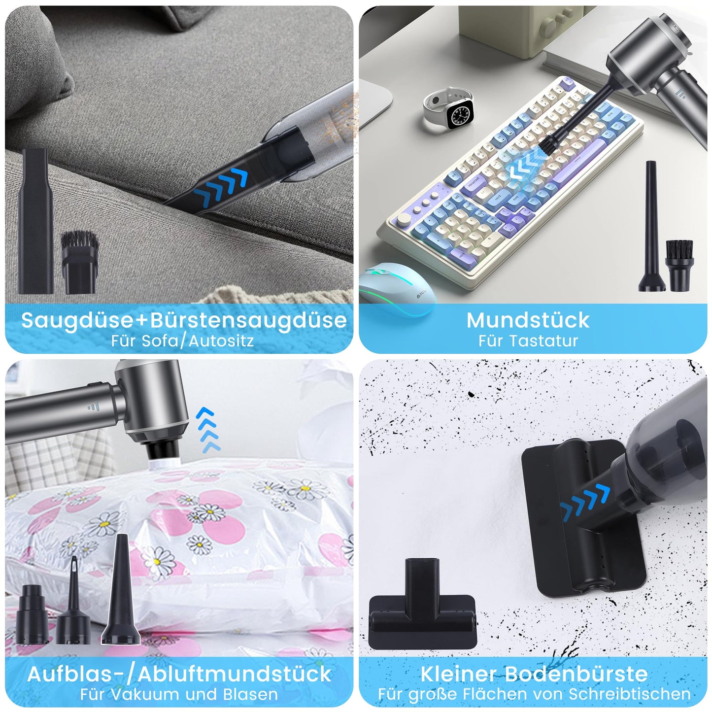 WILLONG Handheld Vacuum Cleaner Cordless, Car Vacuum Cleaner 18000Pa Mini Vacuum Cleaner, Rechargeable Portable Lightweight Auto Vacuum Cleaner Strong, for Car, Office, Kitchen, Pet Hair