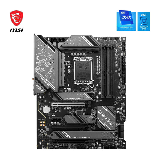 MSI Z790 GAMING PLUS WIFI motherboard, ATX - Supports Intel Core processors 12th, 13th, and 14th Gen, LGA 1700 - DDR5 Memory Boost 7200+MHz/OC, 1 x PCIe 5.0 x16, 4 x M.2 Gen4, 2.5G LAN, Wi-Fi 6E
