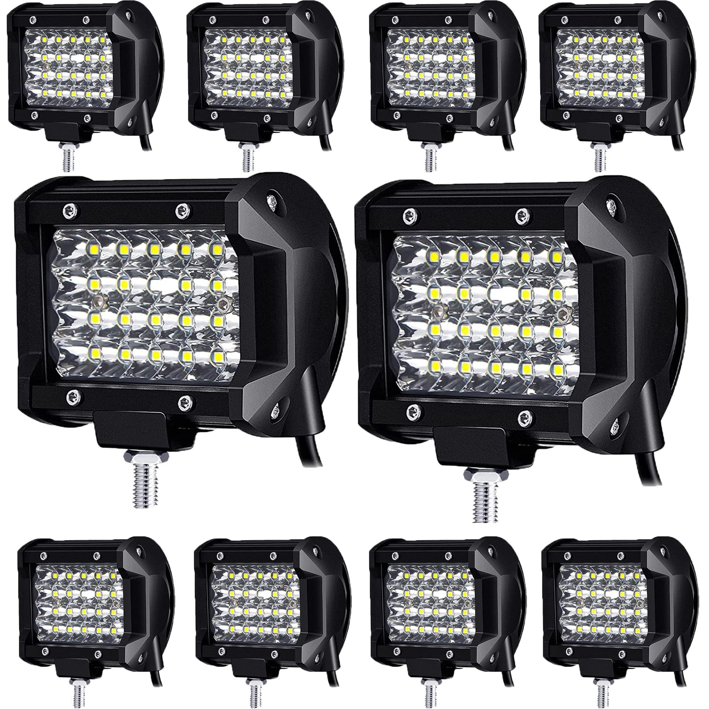 antom 10PCS LED work light 72W LED spotlight 12v tractor 21600LM 9-36V 6000K reverse light Waterproof IP68 for tractor, SUV, UTV, ATV