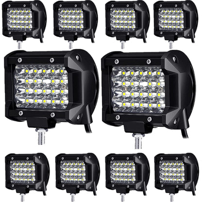 antom 10PCS LED work light 72W LED spotlight 12v tractor 21600LM 9-36V 6000K reverse light Waterproof IP68 for tractor, SUV, UTV, ATV