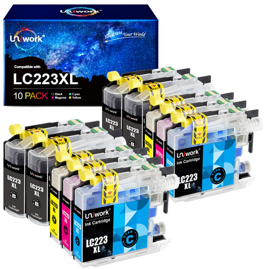 Uniwork LC223 XL printer cartridges Compatible for Brother LC223 XL cartridges for Brother MFC J5320DW J4420DW J4620DW J480DW J5620DW J5720DW J680DW J4625DW J880DW J5625DW DCP J4120DW J562DW (10-pack)