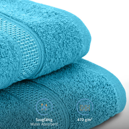 Comfortec 2-piece set bath towels, 70x140cm size, double pack, 100% cotton, towels, terry cloth, soft, absorbent, turquoise.