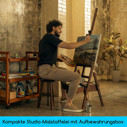 MEEDEN wood easel with storage drawer, adjustable canvas stand made of German beechwood, ideal for artists and adults, holds canvases up to 91cm.