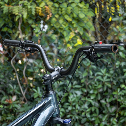 Daring bicycle riser handlebar made of lightweight aluminum alloy, 780mm long, compatible with 31.8 stem, ideal for mountain, road, and hybrid bikes with multiple rise options. (120mm height)