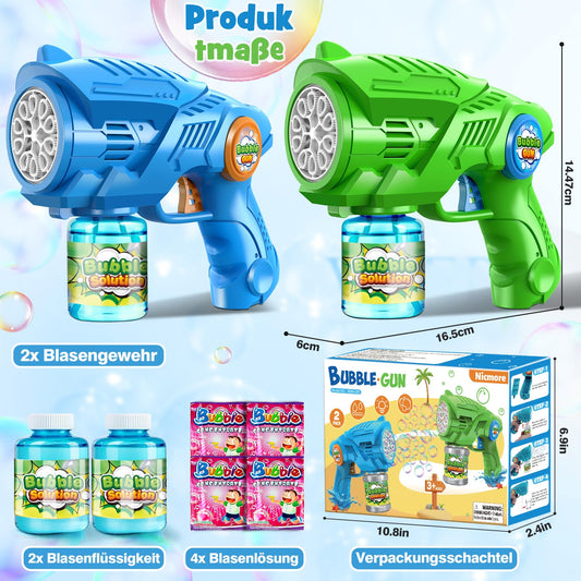 Bubble gun bubble machine bubble gun for kids: 2-pack electric bubbles machine - LED automatic bubbles machine for kids aged 4-12 outdoor/party toy.