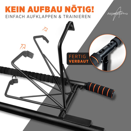 AthleticPro - Pull-Up Bar for Door Frame or Wall Mount - Heavy-duty pull-up bar [up to 200 KG] - Chin-up bar for door without assembly - 20 cm higher in the frame - Also suitable for Dips & Push Ups.